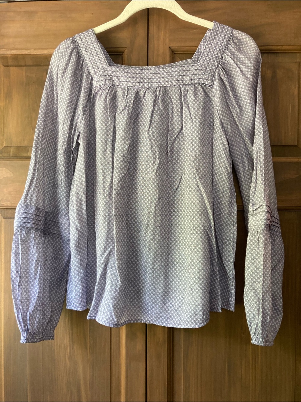 LC Lauren Conrad Blue-Purple Checkered Print LS Top Small